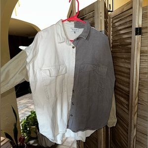Vici color block corduroy button down top. Size medium.